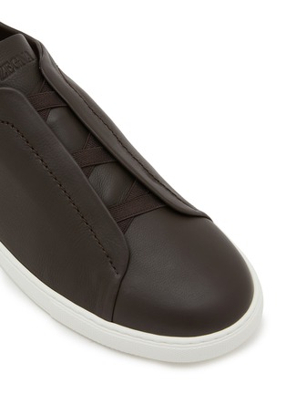 细节 - 点击放大 - ERMENEGILDO ZEGNA - Triple Stitch Low Top Leather Sneakers