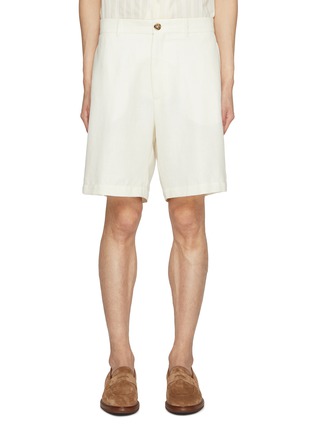 BRUNELLO CUCINELLI | Chevron Linen Silk Wool Cotton Bermuda Shorts