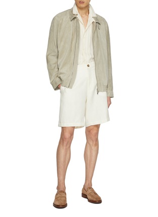 BRUNELLO CUCINELLI | Chevron Linen Silk Wool Cotton Bermuda Shorts