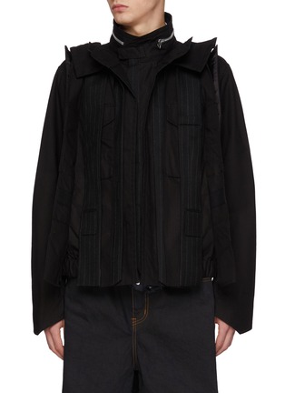 首图 - 点击放大 - SACAI - Multi Layered Chalk Stripe High Neck Jacket