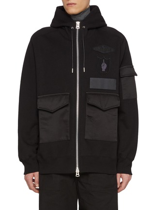 首图 - 点击放大 - SACAI - x SPIEWAK Patchwork Flap Pocket Zip Up Hoodie