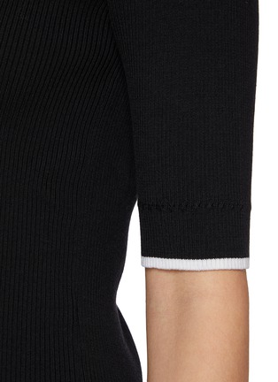  - THOM BROWNE - Contrast Trim Wool Silk Knit Top