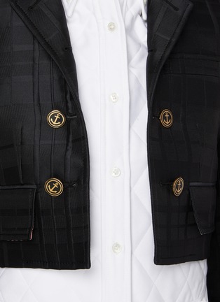  - THOM BROWNE - Integrated Oxford Shirt Single Breasted Cropped Blazer