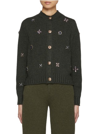 首图 - 点击放大 - BARRIE - Flower Embellished Cashmere Cardigan