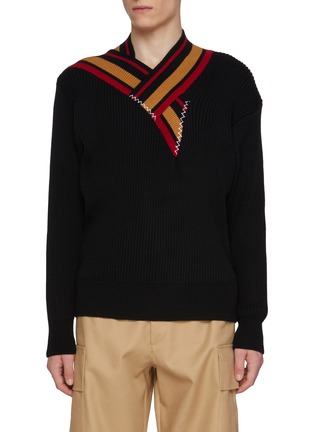 首图 - 点击放大 - KOLOR BEACON - Contrast Stitched Neckline Wool Sweater