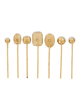 模特儿示范图 - 点击放大 - JENNIFER BEHR - Kristel 18K Gold Plated Crystal Bobby Pin Set