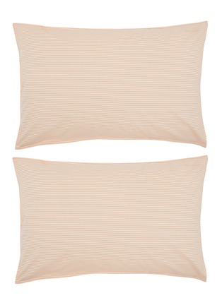 Main View - 点击放大 - SUITE702 - Woven Thick Stripe Pillowcase Set of 2 — Peach/Ecru