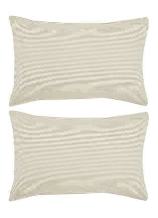 Main View - 点击放大 - SUITE702 - Woven Thick Stripe Pillowcase Set of 2 — Olive/Ecru