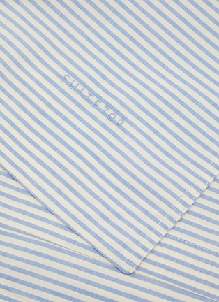 Detail View - 点击放大 - SUITE702 - Queen Size Woven Thin Stripe Percale Duvet Cover — Blue/Ecru