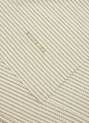 Detail View - 点击放大 - SUITE702 - Queen Woven Thick Stripe Percale Duvet Cover — Olive/Ecru