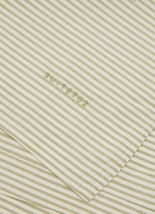 Detail View - 点击放大 - SUITE702 - King Size Woven Thick Stripe Percale Duvet Cover — Olive/Ecru