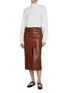 模特儿示范图 - 点击放大 - CHLOÉ - Patch Pocket Glossy Leather Midi Skirt