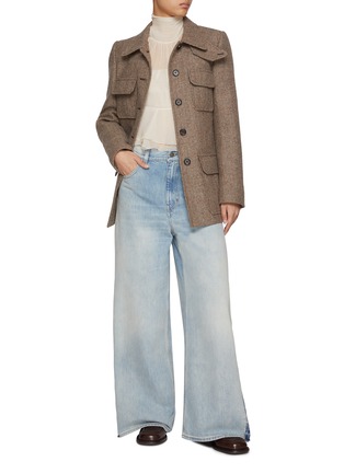 模特儿示范图 - 点击放大 - CHLOÉ - Light Bleached Cotton Wide Leg Jeans