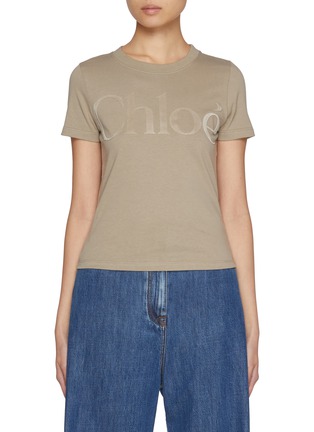 首图 - 点击放大 - CHLOÉ - Velvet logo Cotton T-Shirt