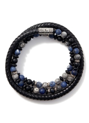 正面 -点击放大 - JOHN HARDY - Classic Chain Sterling Silver Brown Leather Triple Wrap Bracelet — Size UL