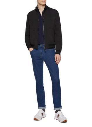 模特儿示范图 - 点击放大 - CANALI - Cotton-Cashmere Comfort Denim Jeans