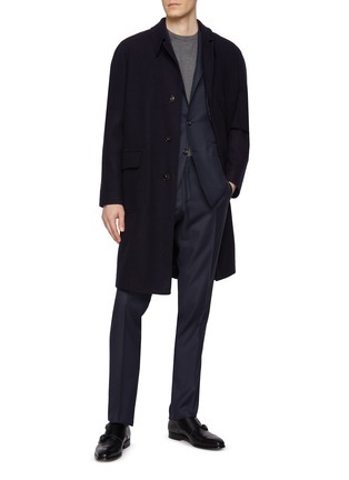 模特儿示范图 - 点击放大 - CANALI - Hidden Button Wool Overcoat