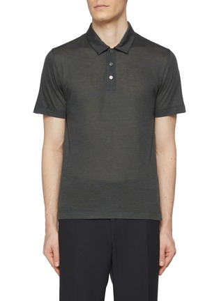 首图 - 点击放大 - CANALI - Short Sleeve Cotton-Cashmere Polo Shirt