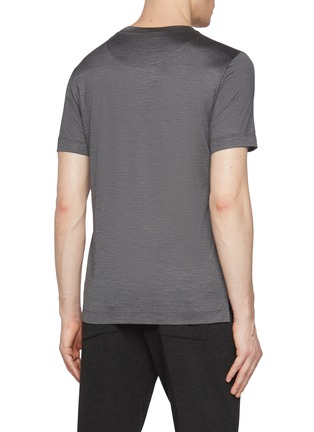 背面 - 点击放大 - CANALI - Short Sleeve Crewneck Silk T-Shirt