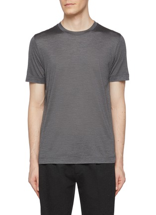 首图 - 点击放大 - CANALI - Short Sleeve Crewneck Silk T-Shirt