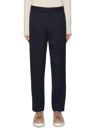 首图 - 点击放大 - ZEGNA - Pleated Front Cotton Wool Trousers