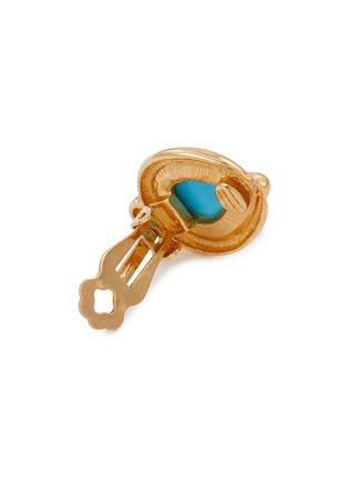 细节 - 点击放大 - LANE CRAWFORD VINTAGE ACCESSORIES - Gold Tone Faux Turquoise Tear Drop Clip On Earrings