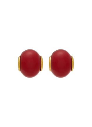 首图 - 点击放大 - LANE CRAWFORD VINTAGE ACCESSORIES - Gold Tone Red Dome Clip On Earrings