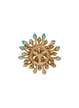 模特示范图 - 点击放大 - LANE CRAWFORD VINTAGE ACCESSORIES - Gold Tone Faux Turquoise Brooch