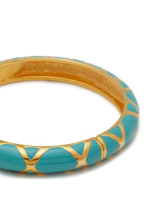 细节 - 点击放大 - LANE CRAWFORD VINTAGE ACCESSORIES - Gold Tone Turquoise Enamel Clamper Bracelet