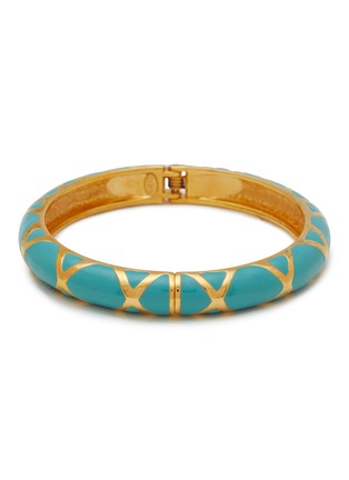 首图 - 点击放大 - LANE CRAWFORD VINTAGE ACCESSORIES - Gold Tone Turquoise Enamel Clamper Bracelet