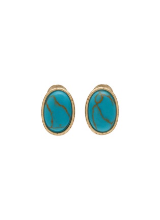 首图 - 点击放大 - LANE CRAWFORD VINTAGE ACCESSORIES - Monet Silver Tone Faux Turquoise Clip On Earrings