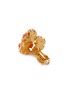 细节 - 点击放大 - LANE CRAWFORD VINTAGE ACCESSORIES - Gold Tone Faux Coral and Diamante Flower Cluster Clip On Earrings