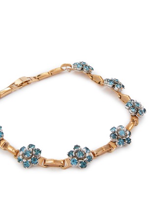 细节 - 点击放大 - LANE CRAWFORD VINTAGE ACCESSORIES - Barclay Gold Tone Blue Diamante Flower Motif Necklace