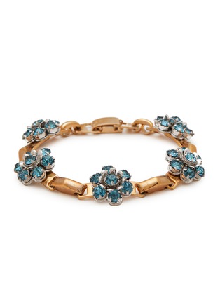 首图 - 点击放大 - LANE CRAWFORD VINTAGE ACCESSORIES - Barclay Gold Tone Blue Diamante Flower Motif Bracelet