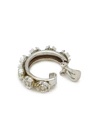 细节 - 点击放大 - LANE CRAWFORD VINTAGE ACCESSORIES - Silver Tone Diamante Flower Hoop Earrings