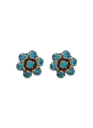 首图 - 点击放大 - LANE CRAWFORD VINTAGE ACCESSORIES - Barclay Gold Tone Blue Diamante Flower Motif Clip On Earrings