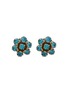 首图 - 点击放大 - LANE CRAWFORD VINTAGE ACCESSORIES - Barclay Gold Tone Blue Diamante Flower Motif Clip On Earrings