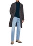 模特儿示范图 - 点击放大 - PIACENZA 1733 - Lozenge Knit Baby Alpaca Blend Sweater