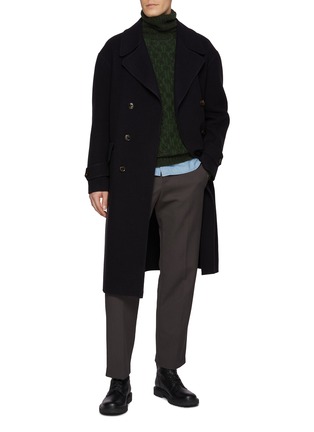 模特儿示范图 - 点击放大 - PIACENZA 1733 - Turtleneck Ikat Pointe Cashmere Silk Blend Sweater