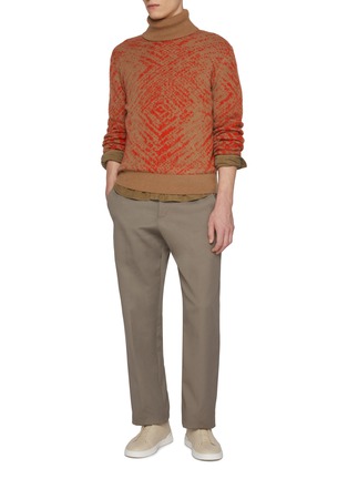 模特儿示范图 - 点击放大 - PIACENZA 1733 - Contrast Turtleneck Virgin Wool Sweater