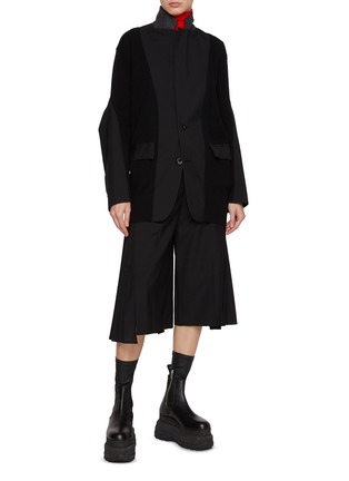 模特儿示范图 - 点击放大 - SACAI - 针织拼接长款夹克