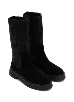 细节 - 点击放大 - PEDDER RED - JOY 绒面皮针织筒靴