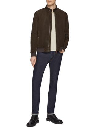 模特儿示范图 - 点击放大 - CANALI - Leather Suede Biker Jacket