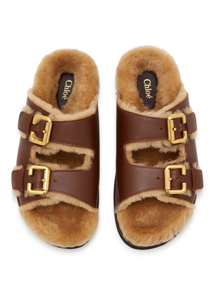 细节 - 点击放大 - CHLOÉ - Nil Leather Shearling Sandals