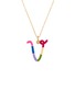 首图 - 点击放大 - BEA BONGIASCA - Rainbow Enamel Initial Letter 'V' 9K Gold Pendant Necklace