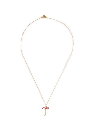 首图 - 点击放大 - BEA BONGIASCA - Half Enamel Initial 'T' 9K Gold Pendant Necklace