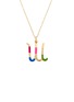 首图 - 点击放大 - BEA BONGIASCA - Rainbow Enamel Initial Letter 'W' 9K Gold Pendant Necklace