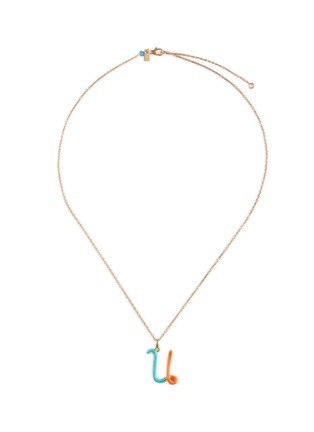 首图 - 点击放大 - BEA BONGIASCA - Duo Enamel Initial 'U' 9K Gold Pendant Necklace