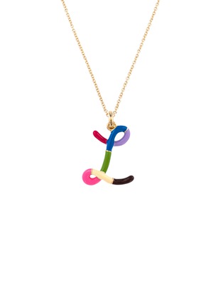 首图 - 点击放大 - BEA BONGIASCA - Rainbow Enamel Initial Letter 'L' 9K Gold Pendant Necklace