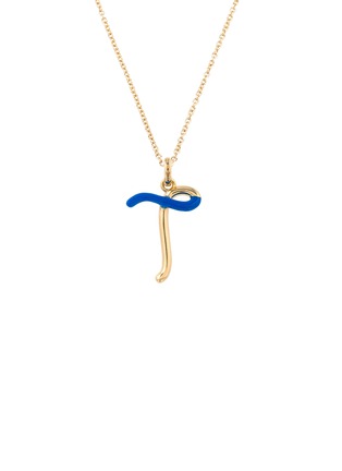 首图 - 点击放大 - BEA BONGIASCA - Half Enamel Initial 'T' 9K Gold Pendant Necklace